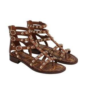 SAM EDELMAN women's estella sandals in rich cognac. Size 6